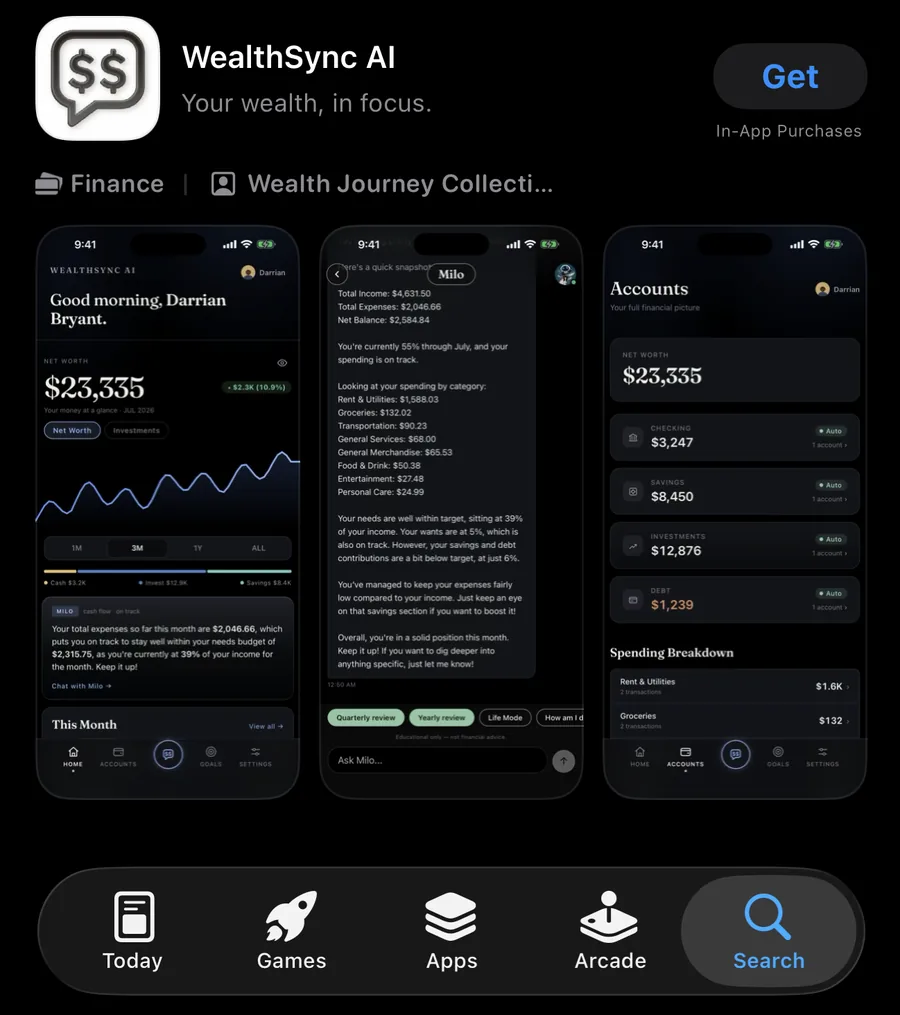 WealthSync AI on the App Store, where every update arrives automatically